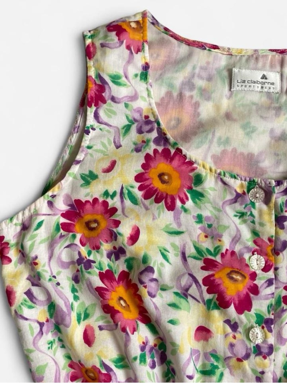 Vintage 90s white cotton floral sundress - Picture 4 of 7